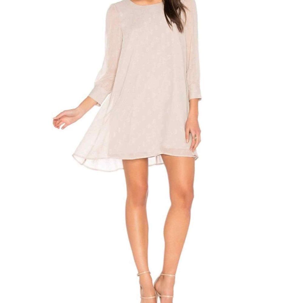 BB DAKOTA WARREN womens mini dress Sz S blush pink sheer flowy lined long sleeve
